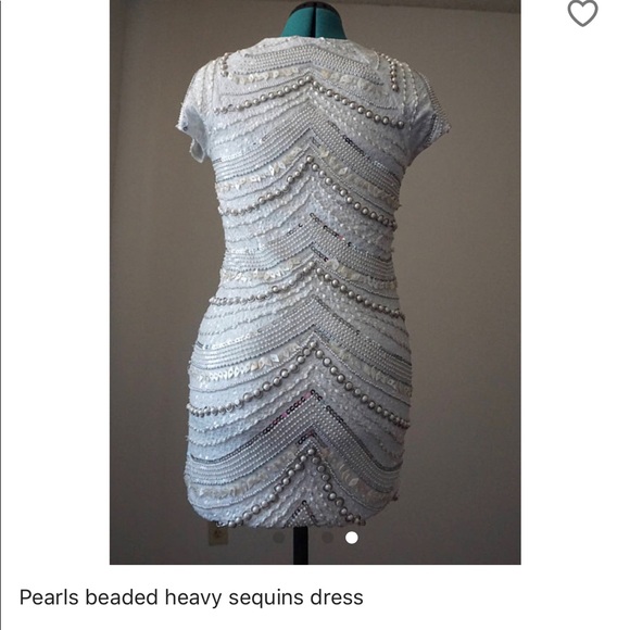 SOLD white beaded pearl minidress - Picture 3 of 4